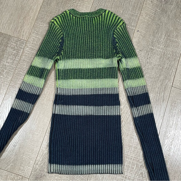 T by Alexander Wang Sweater Striped Green and Blue Sweater Size Small - Picture 4 of 4